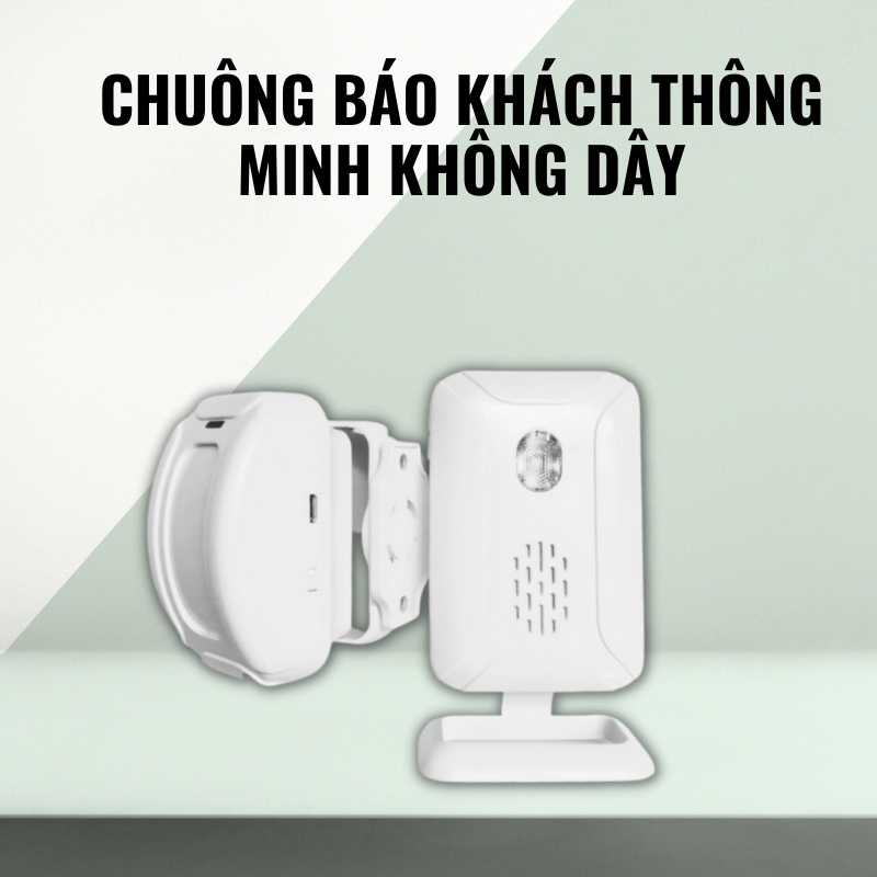 Chuông báo khách không dây chống trộm đa năng hồng ngoại màu trắng