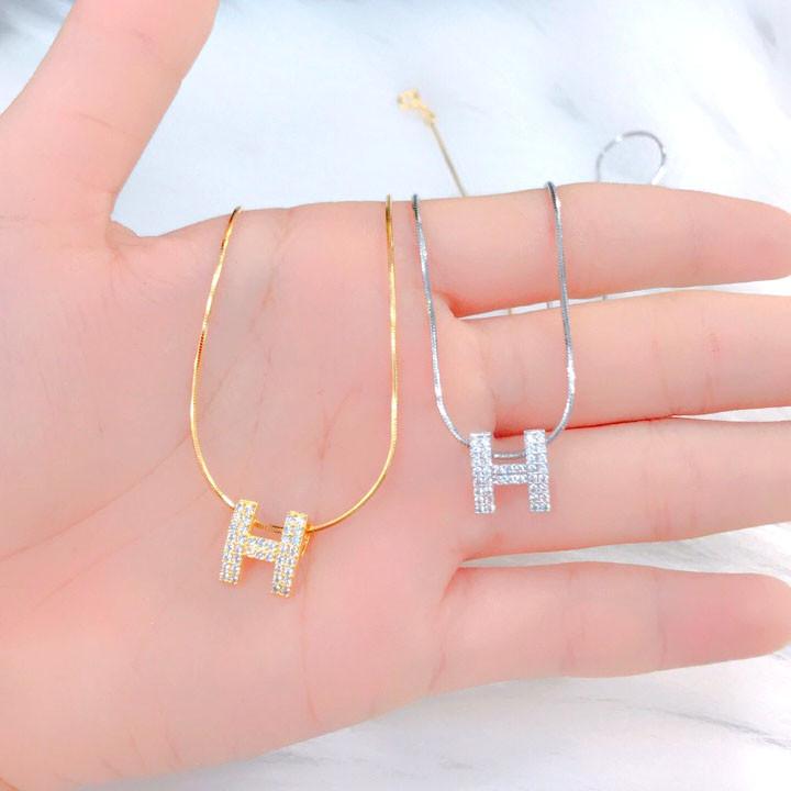 Dây Chuyền Mạ Vàng or Bạch Kim Chữ H - Tặng Kèm Hộp Trang Sức -092.03.01