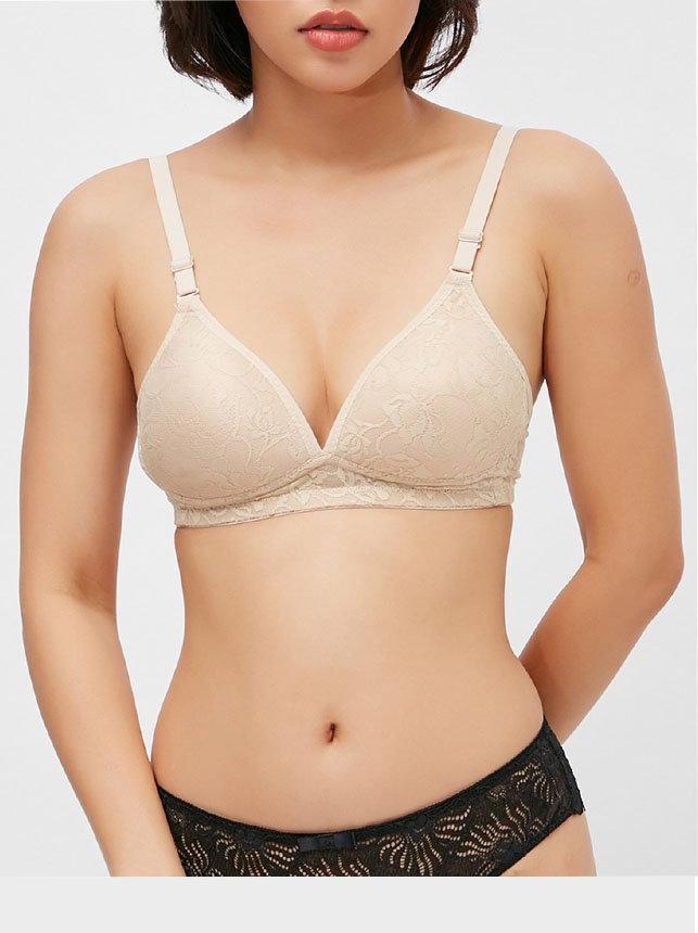 Áo ngực không gọng phối ren Unlined Floral Lace Bra AN0219006 - Da - 46B105B