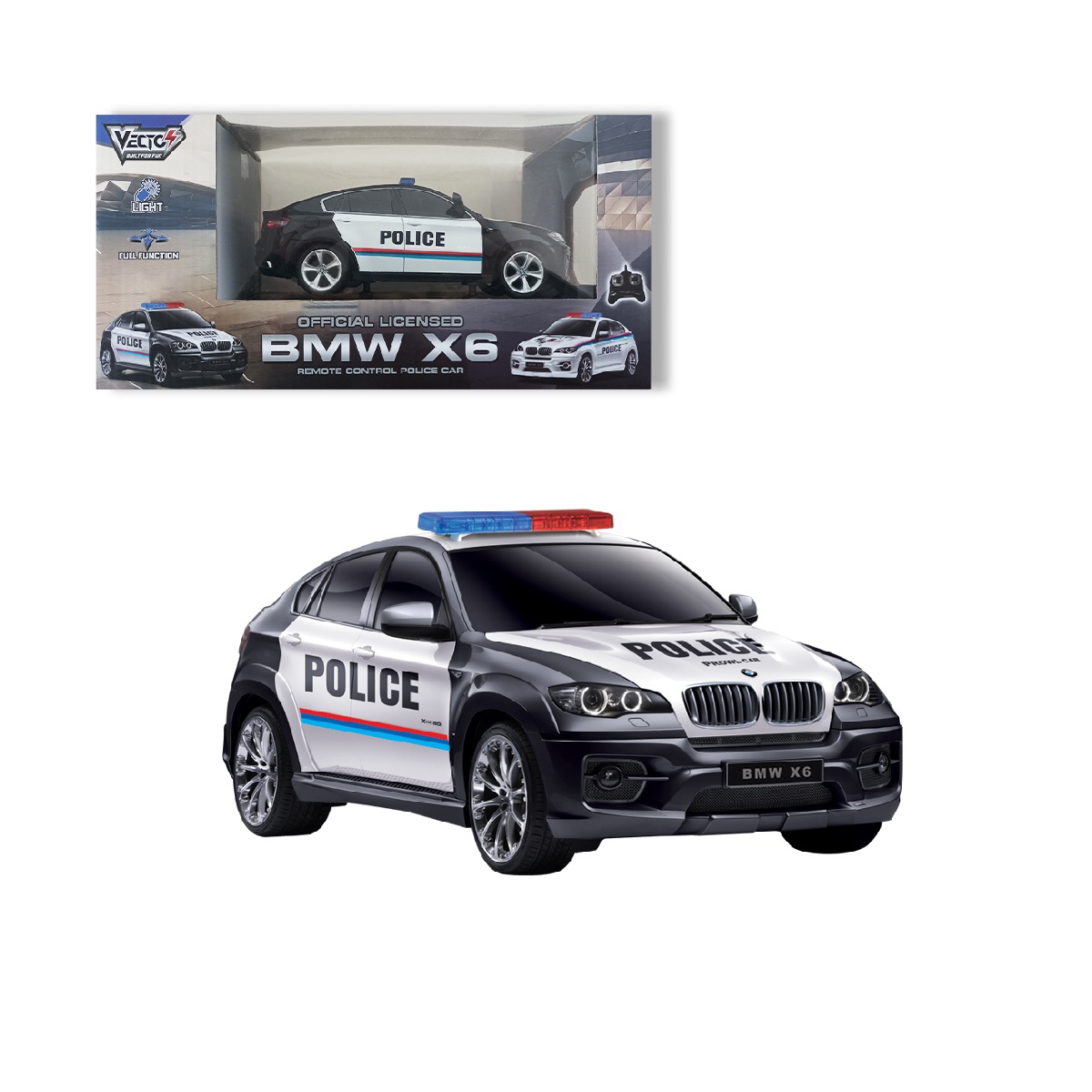 Đồ Chơi Xe Cảnh Sát Bmw X6 Điều Khiển Từ Xa (Đen) VECTO VT2404P
