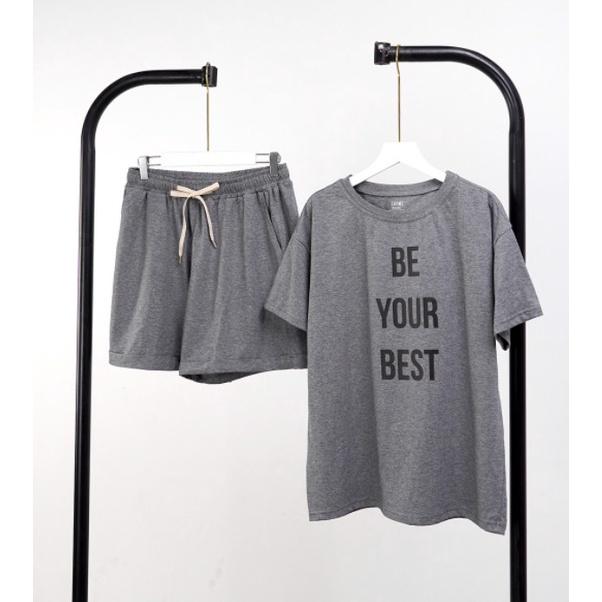 Bộ mặc nhà nữ SAYME bộ cộc ngắn tay mùa hè vải cotton thoáng mát co giãn BE YOUR BEST WBST0031