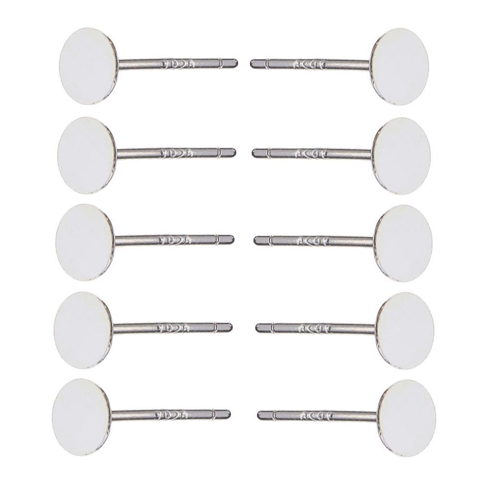 Sliver Earrings Posts Flat Pad Blank Ear Stud Pin for Earring Making Findings 10 mm Pack of 5 Paris