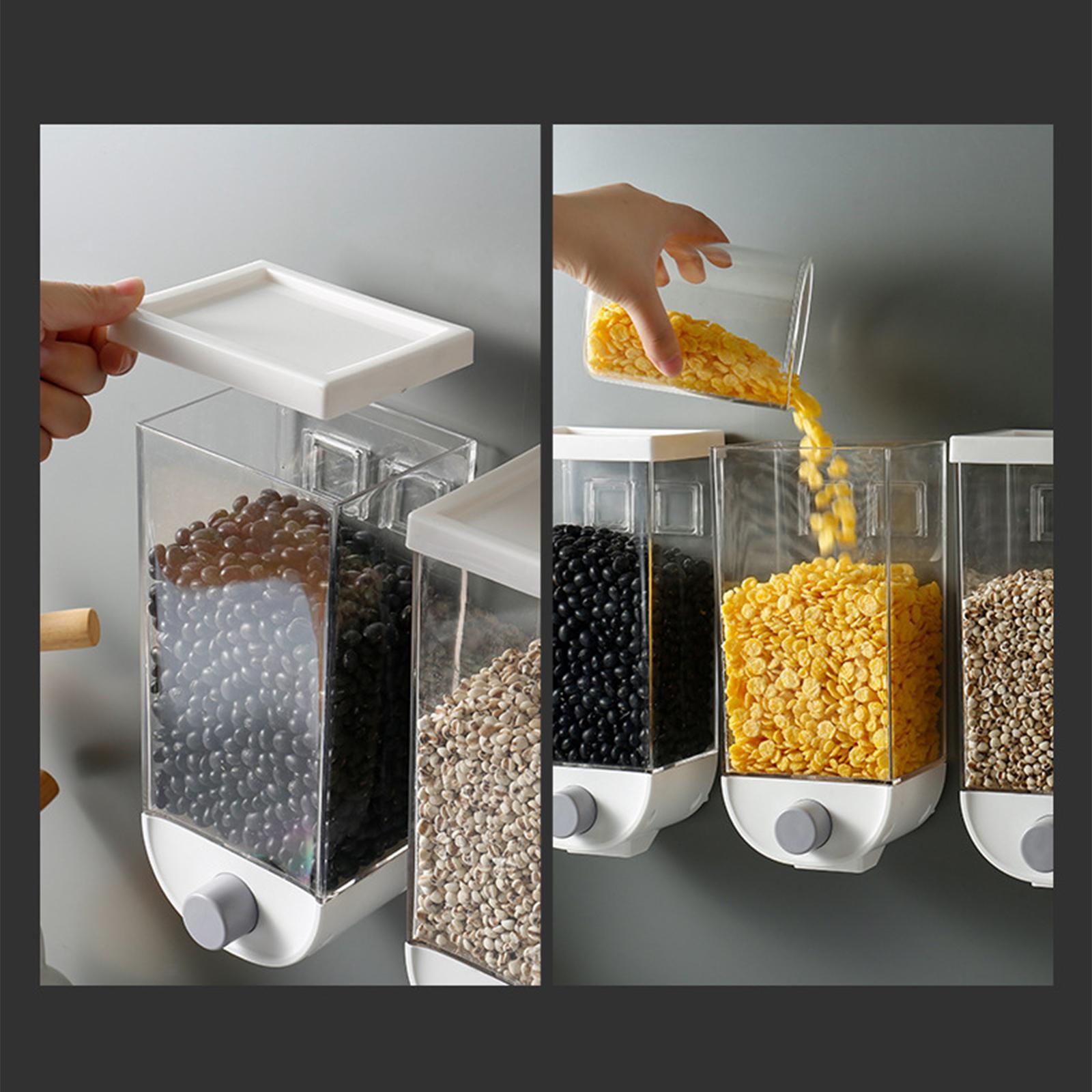 2x Wall-Mounted Food Dispenser Food Storage Container for Grain Rice Food