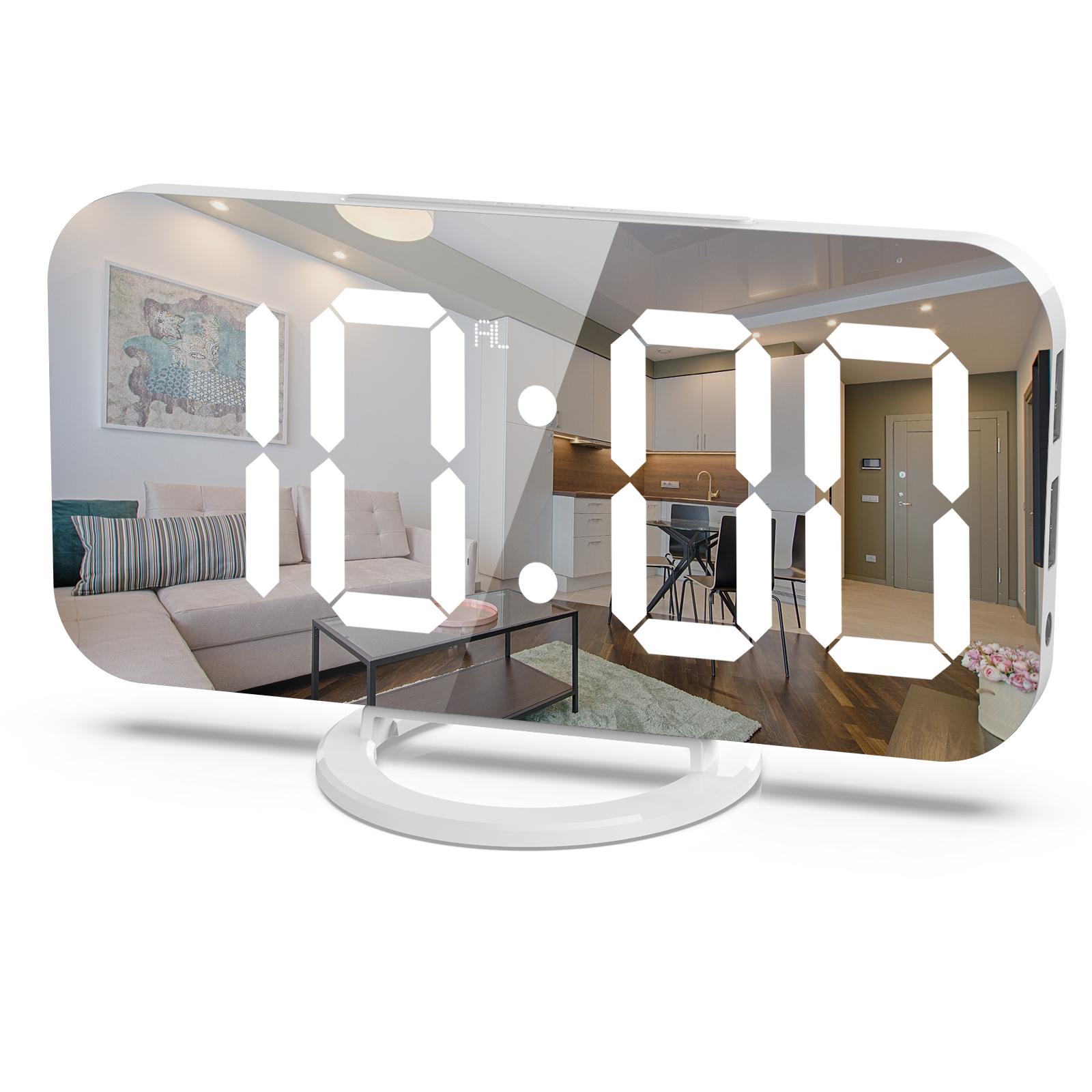 Đồng hồ LED báo thức kỹ thuật số USB có gương