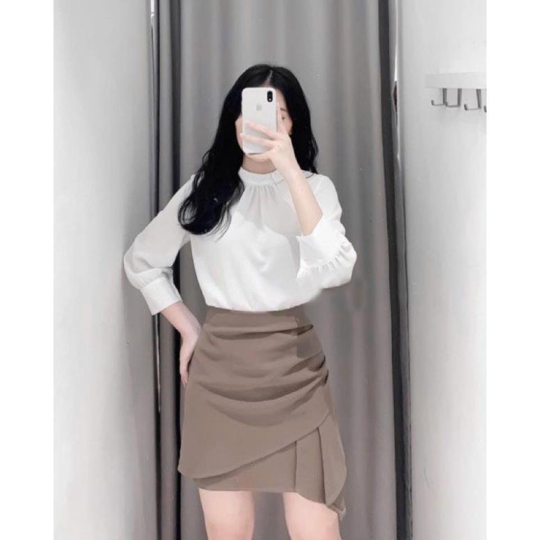 Chân váy xếp ly 2 lớp dành cho nữ chất tuyết mưa from đẹp 2 màu đen nâu thời trang Banamo Fashion chân váy chaaneell 531