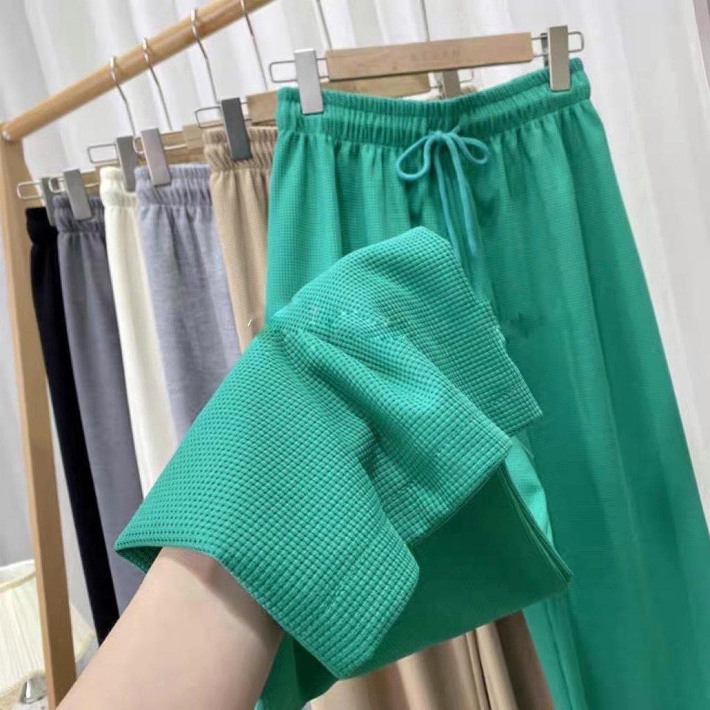 Quần suông ống rộng nữ Fm Style chất liệu tổ ong lưng thun rút dây nhiều màu sắc thời trang phong cách ullzang 210070052