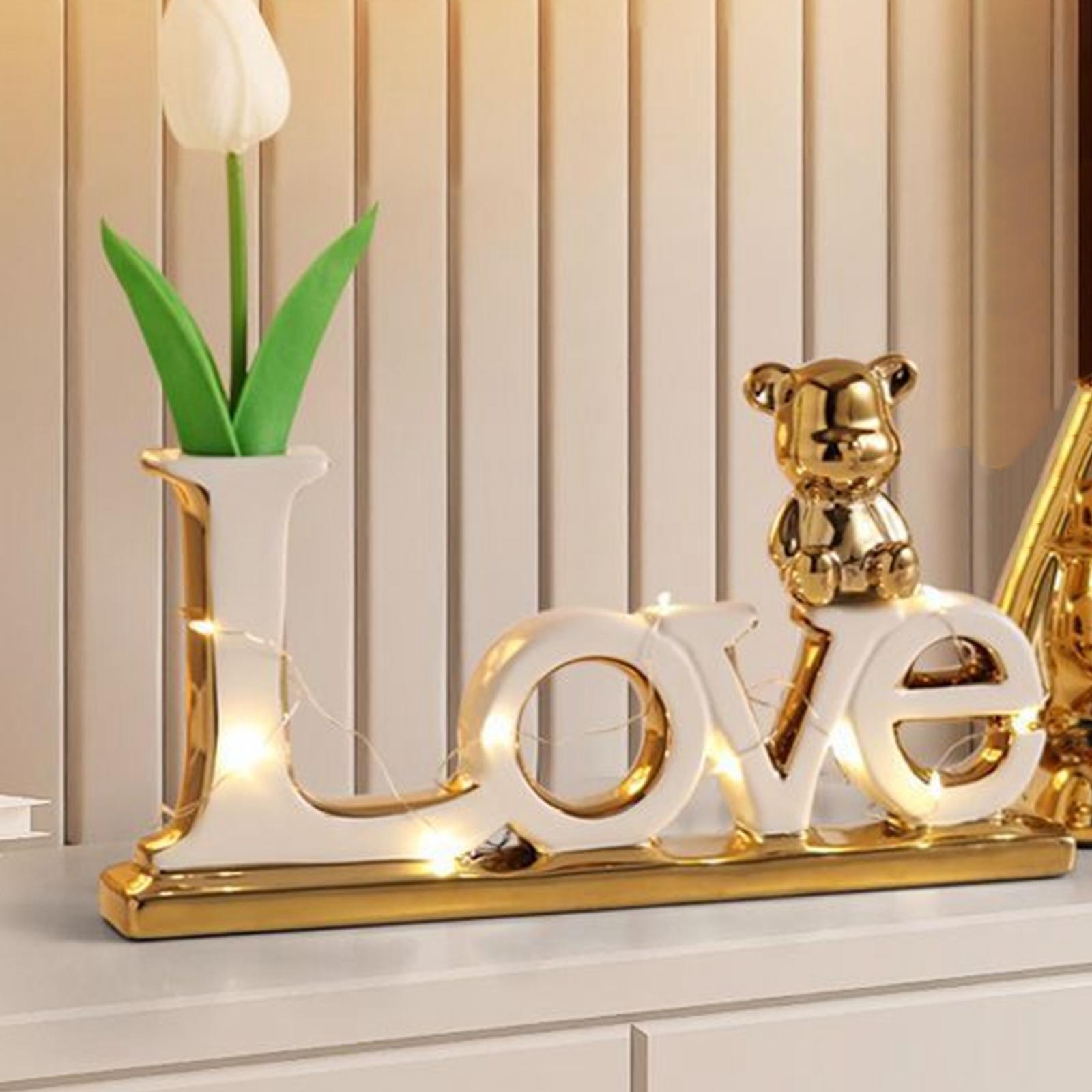 Word Signs for Home Decor Ceramic Block Letters Sign for Shelf Bedroom Table