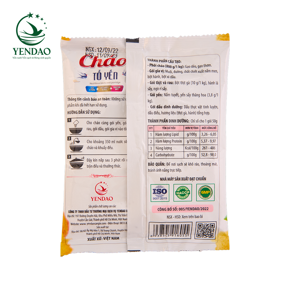 Cháo Tổ Yến Thịt Gà Yến Đảo Cải Thiện Chức Năng Phổi 50g/gói