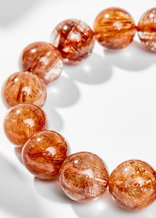 Vòng Tay Phong Thủy Nam Đá Thạch Anh Tóc Đỏ (11mm) Mệnh Hỏa, Thổ Ngọc Quý Gemstones