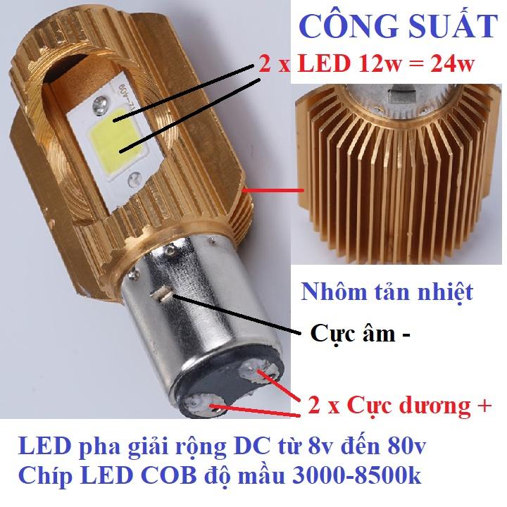 Đèn pha led trợ sáng điện áp từ 8 đến 80v công suất 15w hoặc 24w