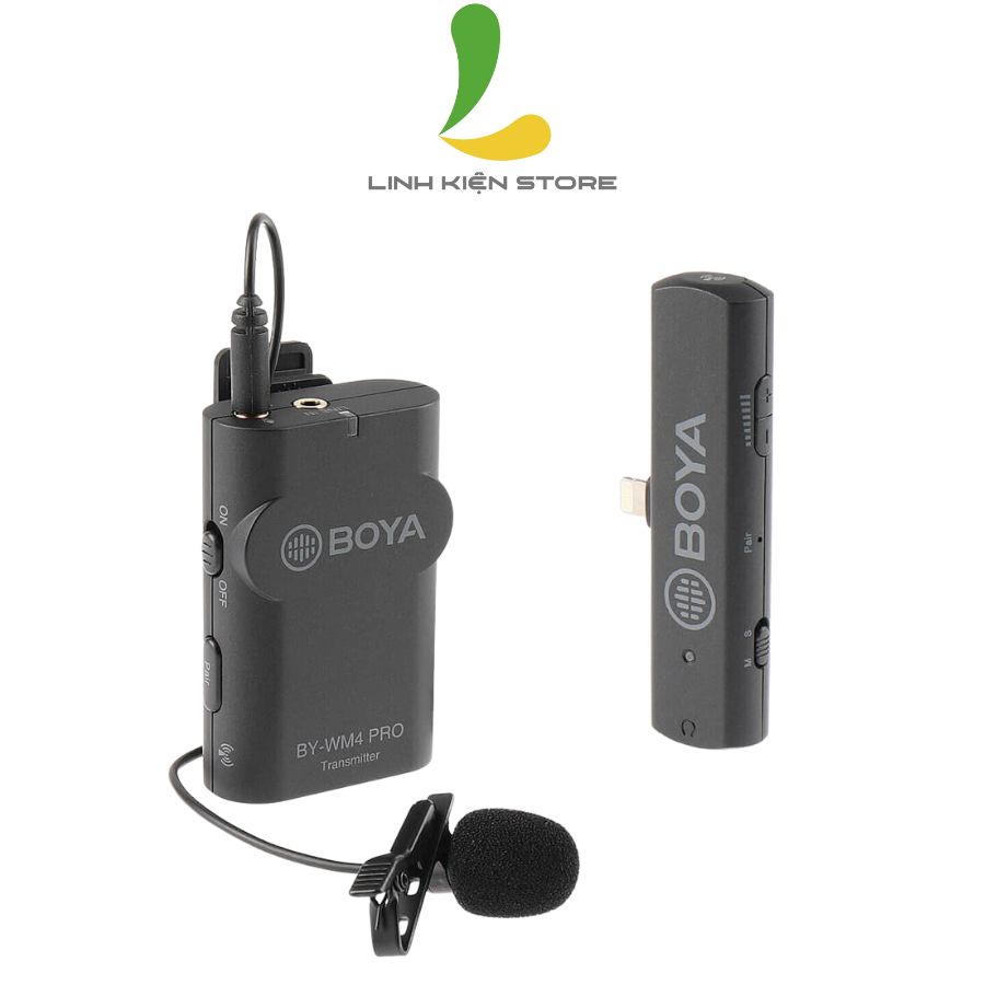 Microphone Boya BY-WM4 PRO-K3 - Micro ghi âm dành cho điện thoại, máy tính bảng hệ điều hành IOSS kèm hộp đựng kiêm dock sạc - Hàng chính hãng