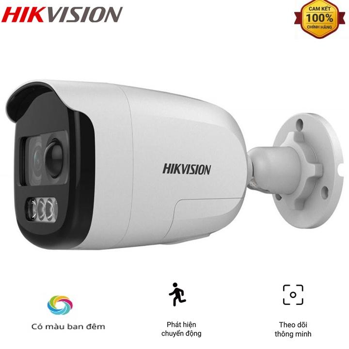 Camera analog thân trụ Hikvision DS-2CE12DFT-PIRXOF 2Mp có màu ban đem, tích hợp còi báo động, phát hiện cơ thể người - Hàng Chính Hãng