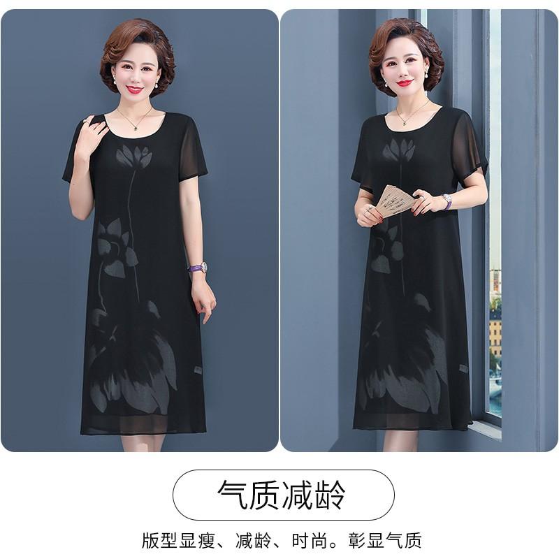 Đầm Voan Hoa Trung Niên Cho Mẹ Béo Che Bụng VH15 - Hàng Quảng Châu Cao Cấp