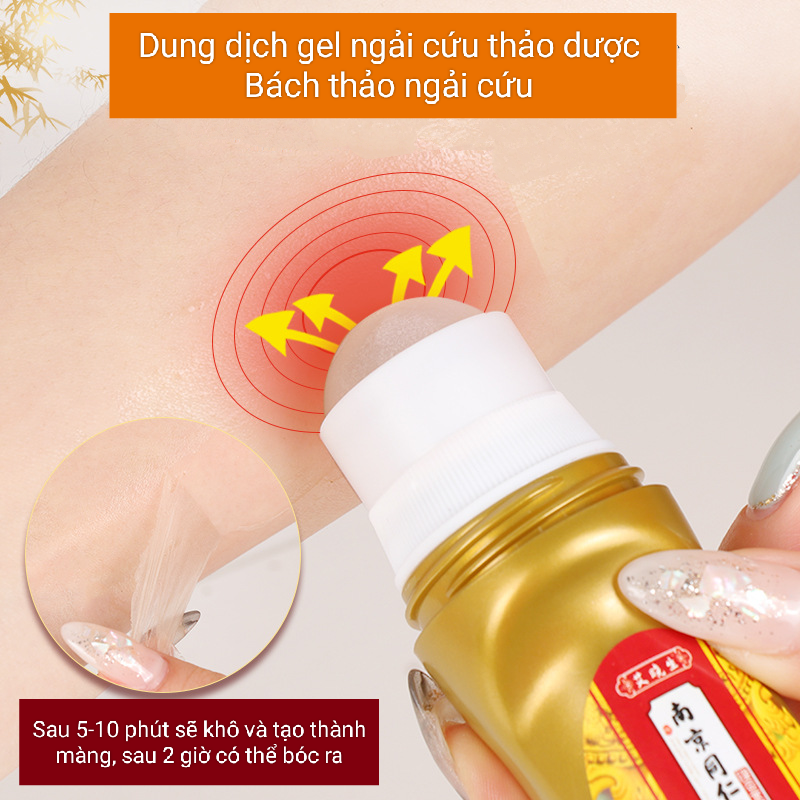 Dung dịch ngải cứu đông y.Hộp lăn cứu ngải tạo màng giữ ấm nóng giảm đau cơ xương khớp