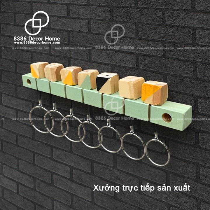 Giá treo chìa khóa treo tường bằng gỗ thông trang trí tối giản