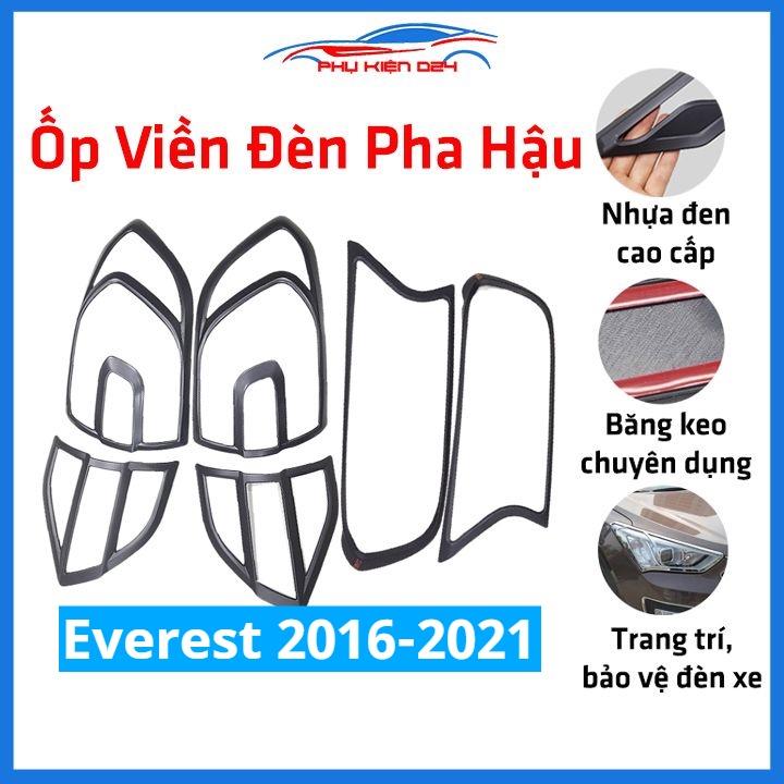 Ốp viền đèn pha hậu nhựa đen Everest 2016-2017-2018-2019-2020-2021 trang trí bảo vệ xe