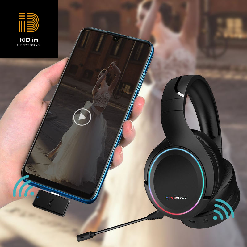 Tai nghe Gaming Không Dây PYTHON FLY X6 PRO wireless 2.4G, Mic linh hoạt và có thể tháo rời cho Mobile, laptop, PC, PS4, PS5, Switch, Xbox, 2.4G Type-C dongle -LED RGB đen - Hàng Chính Hãng