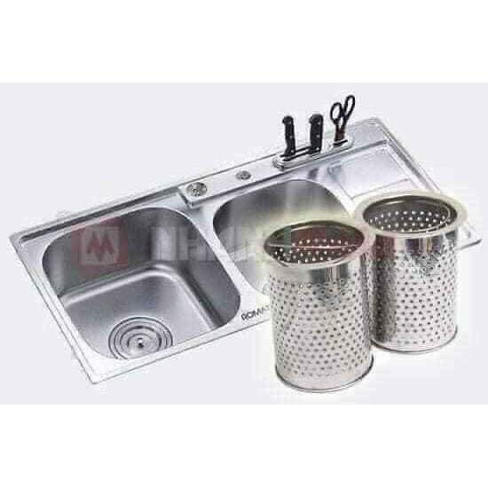 Giỏ lọc rác inox bồn rửa bát kèm nắp siêu tiện dụng