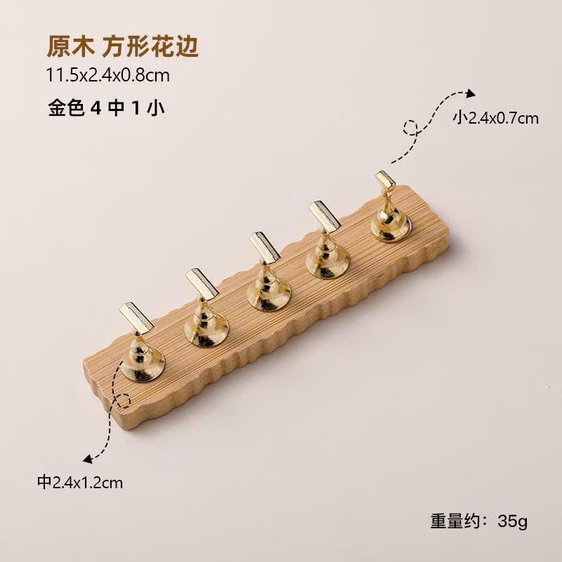 Đế Móng Mẫu Bằng Gỗ Hình Oval Dài 13cm Màu Vàng Kèm 5 Chân Gắn Móng Giả Nailbox Dày Đẹp Làm Nail Tiện Lợi, Đế Gỗ Dày Đẹp Gắn Nam Châm