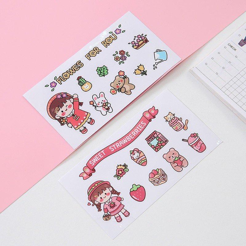 Miếng sticker hình dán cute trang trí dán sổ, dán laptop, dán mũ bảo hiểm DL02 CUTE