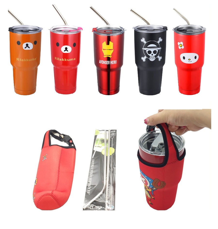 Ly Giữ Nhiệt 900ml Có Nắp Chống Tràn + Tặng Kèm Bộ Phụ Kiện 2 ống Hút, Cọ Rửa Và Túi Đựng Thời Trang
