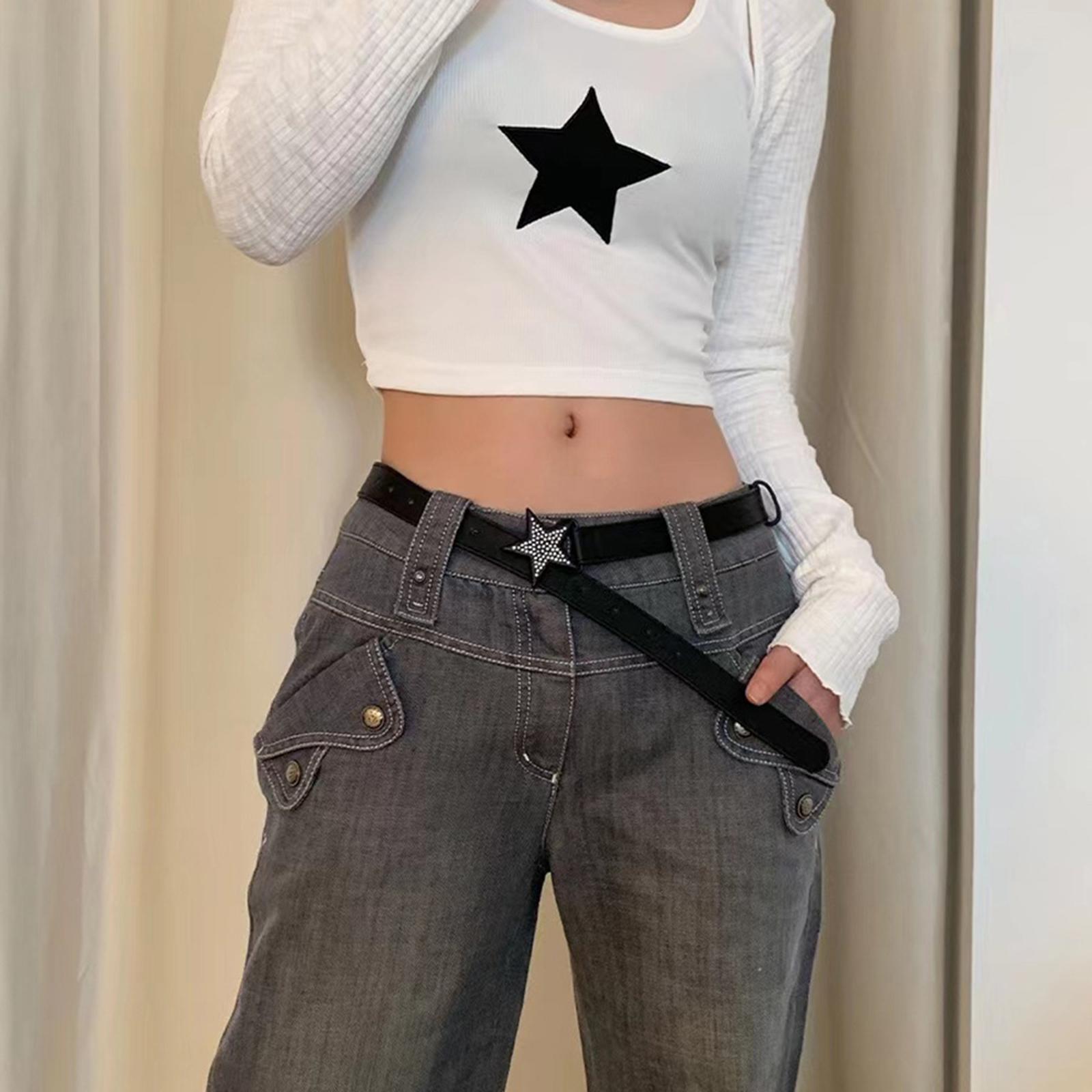 Ladies Waist Belt Rhinestone Buckle Jeans Belt Women PU Leather Belt