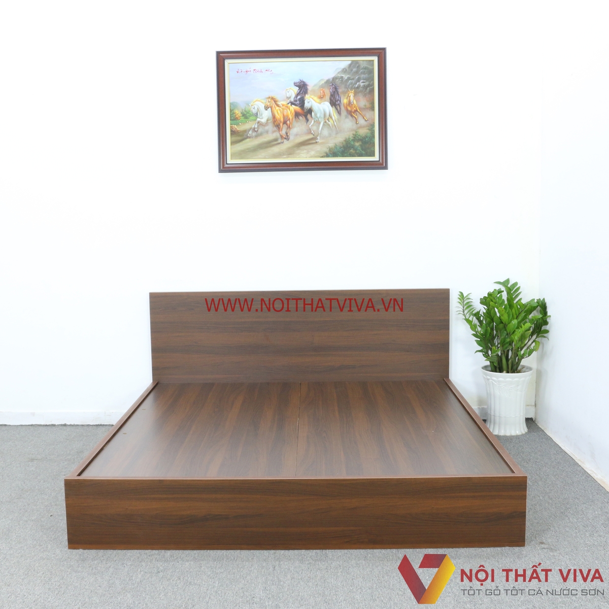 Giường Ngủ Gỗ MDF Melamine Màu Nâu Đẹp Hiện Đại Giá Rẻ