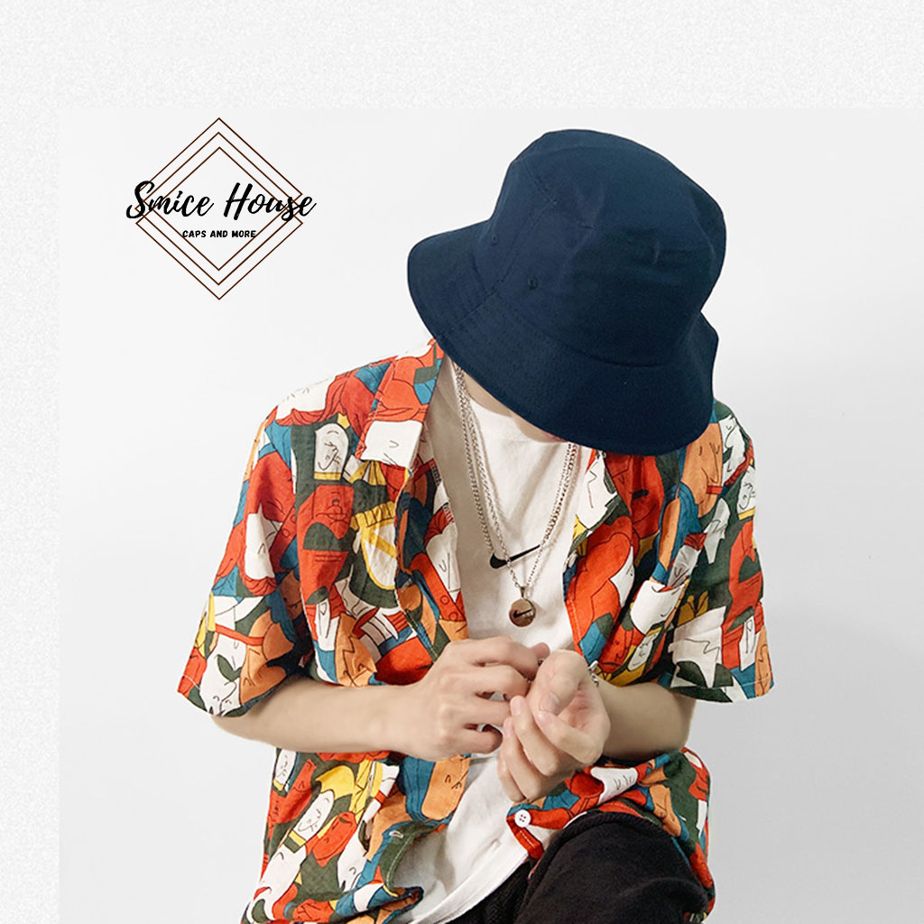 NÓN BUCKET TRƠN CHỐNG NẮNG CÁ TÍNH, MŨ TAI BÈO ĐEN TRƠN ULZZANG UNISEX MÙA HÈ- SMICE HOUSE