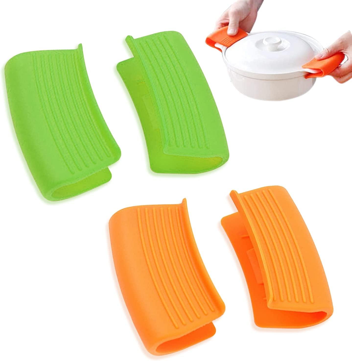 2 Cặp giá đỡ tay cầm silicone, tay cầm nồi bảo vệ nhiệt nhiệt silicon -resistant, tay cầm tay bảo vệ nhiệt vải có vảy, để chống chảo bằng gang và lò nướng nướng