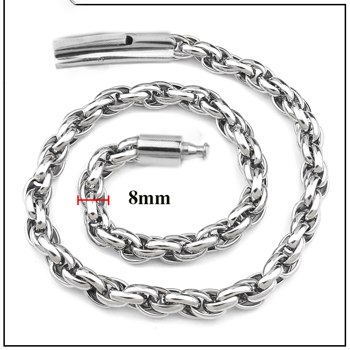 Dây chuyền nam inox kiểu 3 lồng xoắn 8mm khóa gài vip sáng đẹp, không đen, thể hiện đẳng cấp phái mạnh