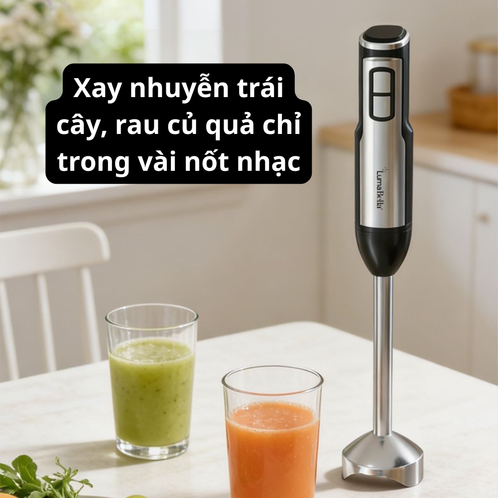 Máy xay cầm tay đa năng Lumabella LB-52036 công suất 1200W, lưỡi dao sắc bén xay nhuyễn thực phẩm - HÀNG CHÍNH HÃNG