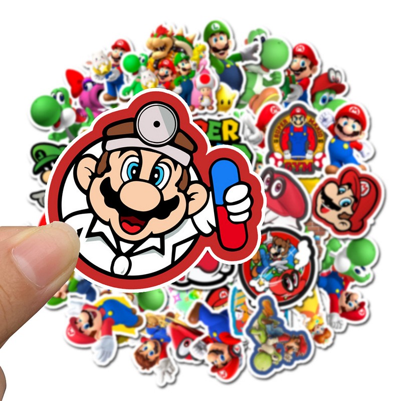 Sticker 50 miếng hình dán Mario - hàng nhập khẩu