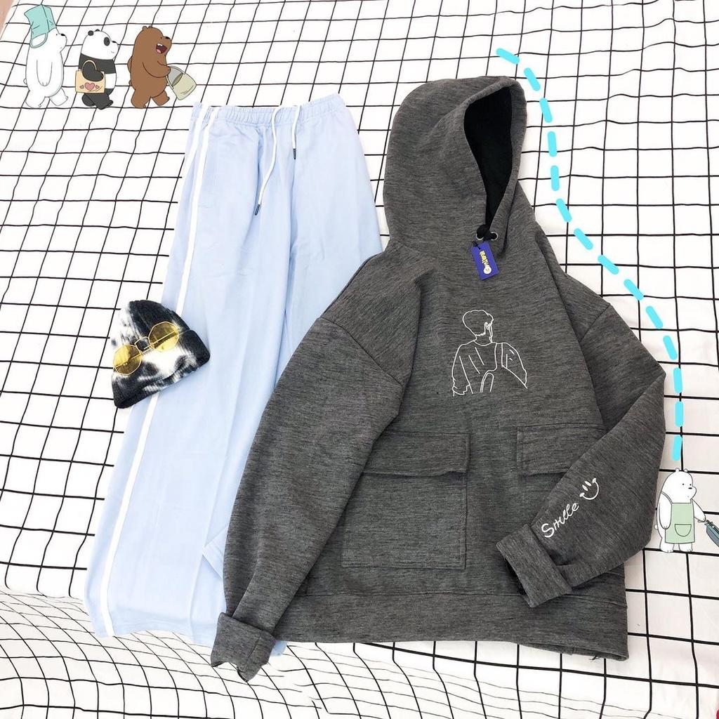 Áo Hoodie thêu hình MEANSTORE nỉ lót bông có mũ oversize unisex nam nữ form rộng phong cách Hàn Quốc - Chàng trai
