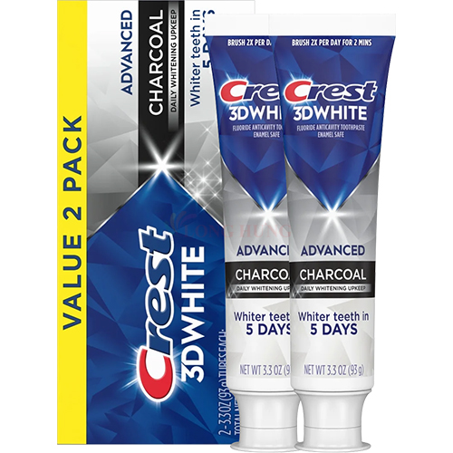 Combo kem đánh răng Crest 3D White Advanced Charcoal (93g x 2) - Hàng chính hãng