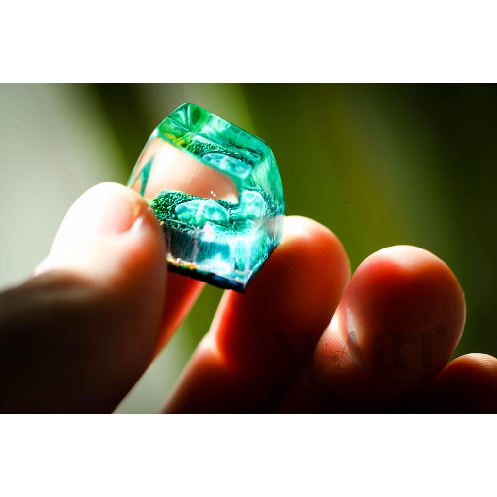 &quot;Nút Bàn Phím Cơ&quot; chủ đề Green Texture Xuyên Led - Green Texture resin keycap