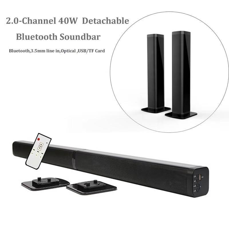 Sounderlink 2.1CH Bluetooth loa TV soundbar với loa siêu trầm quang USB TF vitual 3D hệ thống rạp hát tại nhà Color: BS Plug