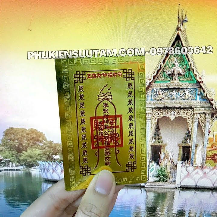 Thẻ Kim Bài Ngũ Lộ Thần Tài, kích thước: 8.3cmx5.3cmx0.2cm, màu: vàng - SP005736