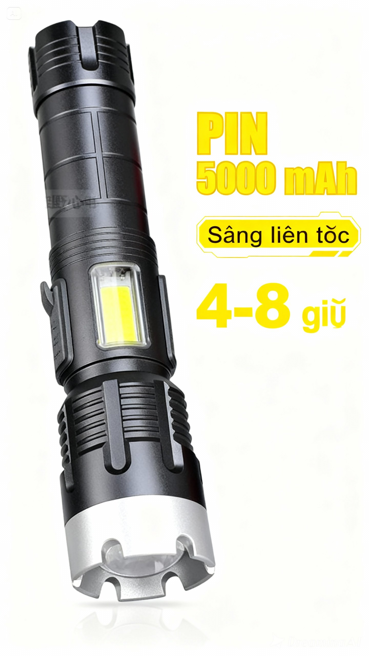 Đèn pin siêu sáng P70 độ sáng 1500lumen chống nước vỏ nhôm tản nhiệt có thể sạc tuổi thọ pin dài dung lượng lớn 5000mah