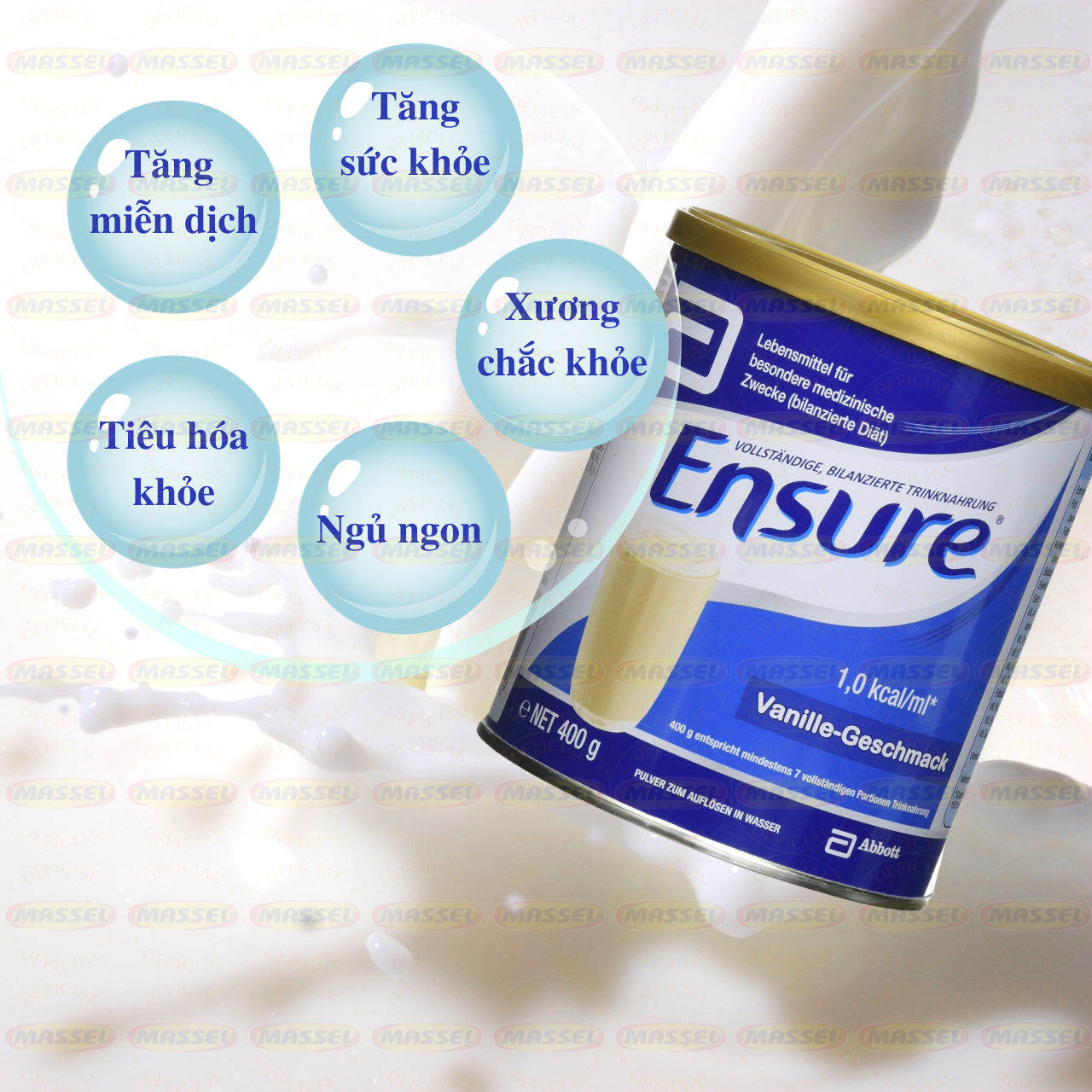 Ensure Đức cho người lớn, người ốm yếu, suy dinh dưỡng Ensure Vanille Geschmask - Cung cấp dinh dưỡng hồi phục sức khỏe - Massel Official