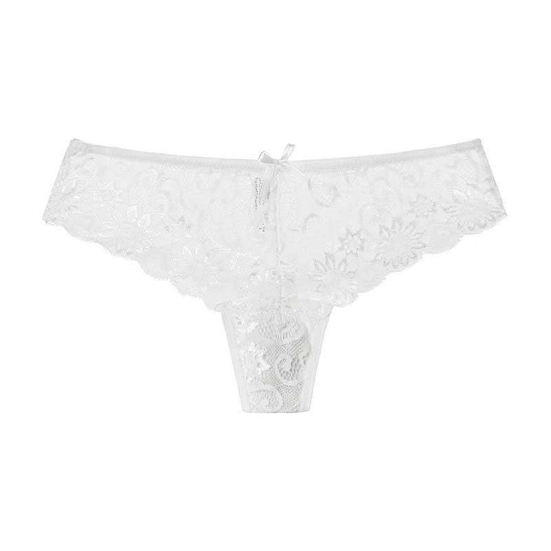 Lace Thong Women Sexy Underwear Low Waist Panties Ice Silk Material Embroidery Floral Comfortable Breathable S-XXL