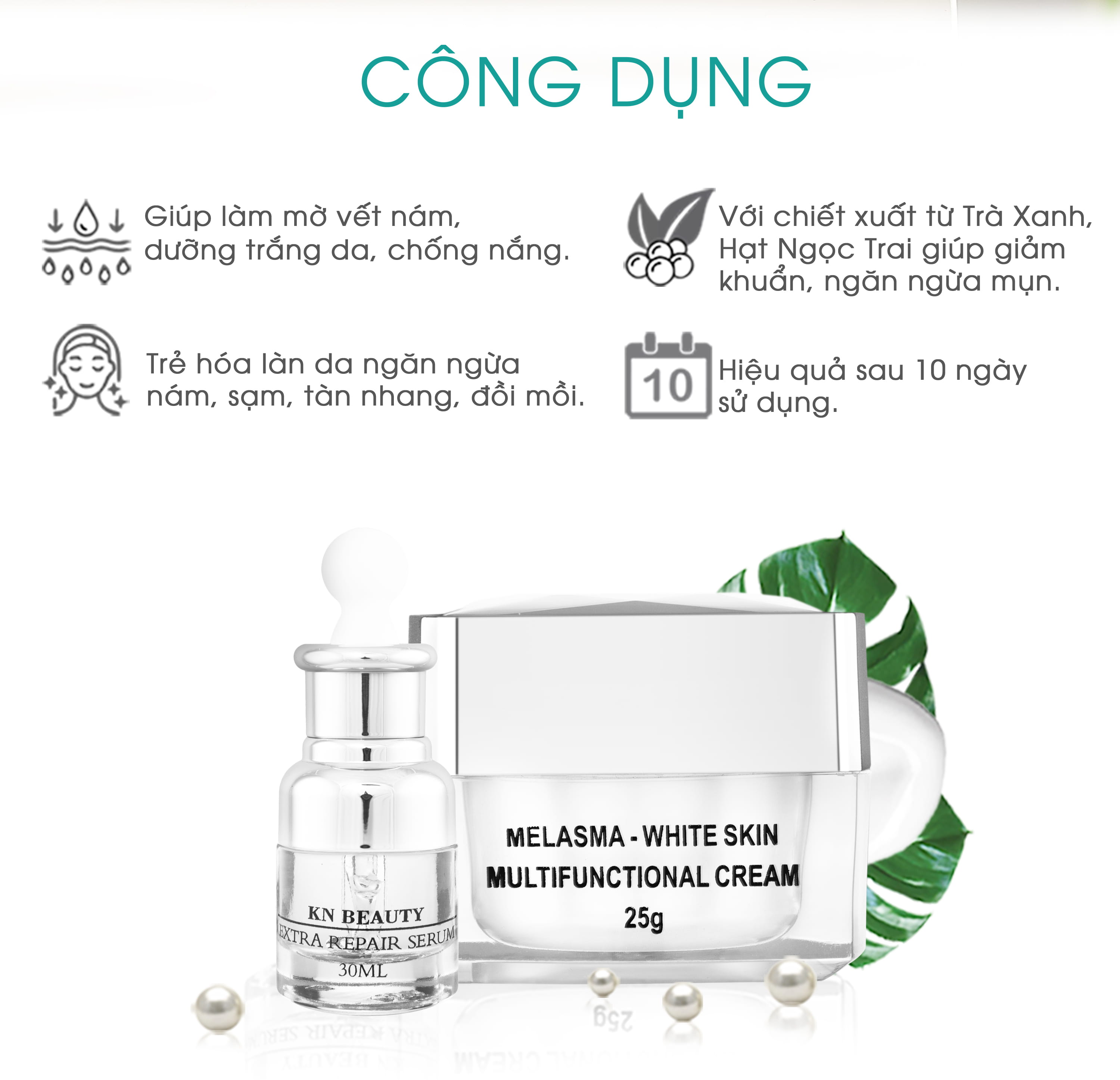 Trọn bộ dưỡng da 6 sản phẩm ngừa nám+ Dưỡng body trắng: Kem dưỡng  + Serum + Sữa rửa mặt + Tẩy tế bào chết + Body + Ủ trắng