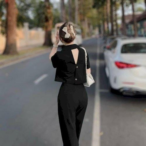 SET ĐỒ NỮ ÁO CROPTOP TAY NGẮN KÈM QUẦN DÀI