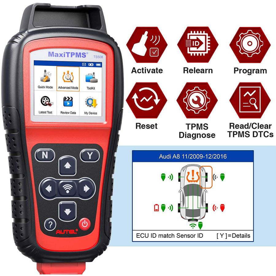 Autel MaxiTPMS TS508WF – THIẾT BỊ CÀI ĐẶT ÁP SUẤT LỐP Ô TÔ TPMS (Vali)