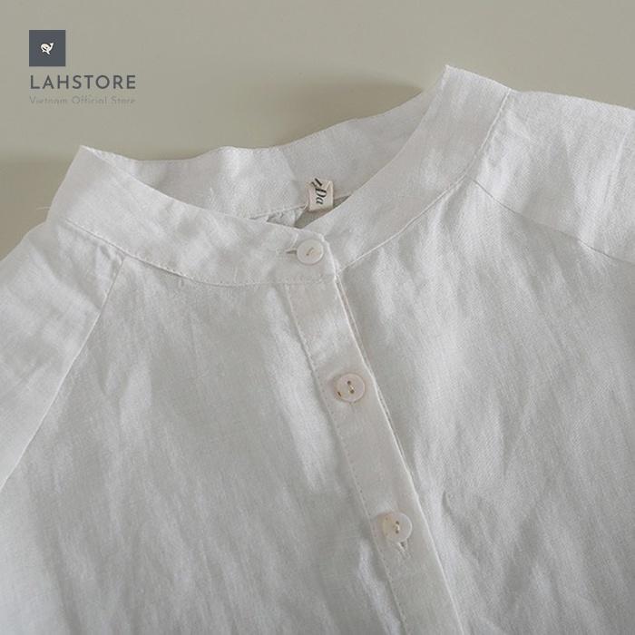 Áo sơ mi nữ linen tay cánh rơi trẻ trung LAHSTORE, phong cách Hàn Quốc