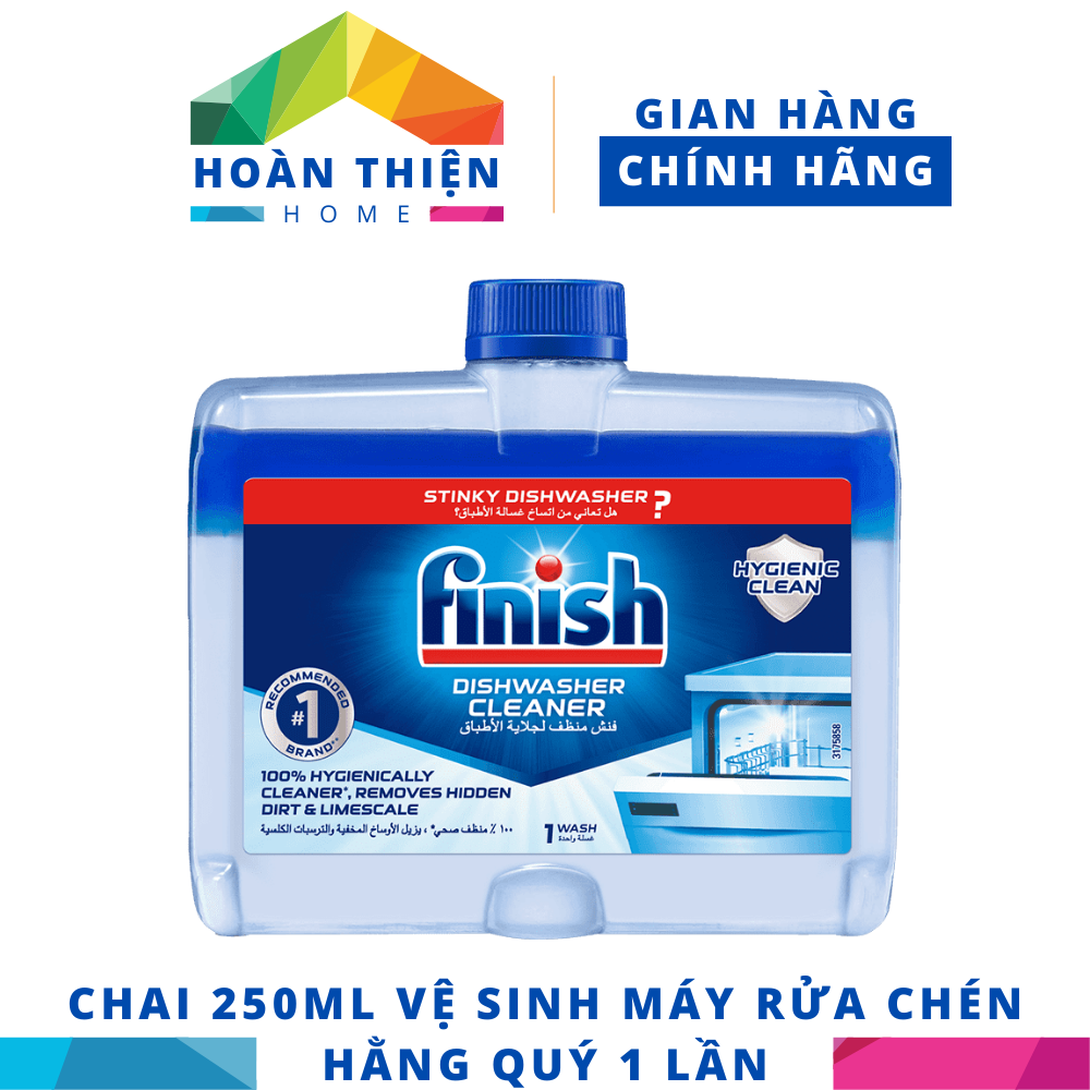 Combo Finish Túi 60 Viên Nước Rửa Bát + Nước Làm Bóng 400ml + Dung Dịch Tẩy Rửa Máy Rửa Chén 250ml