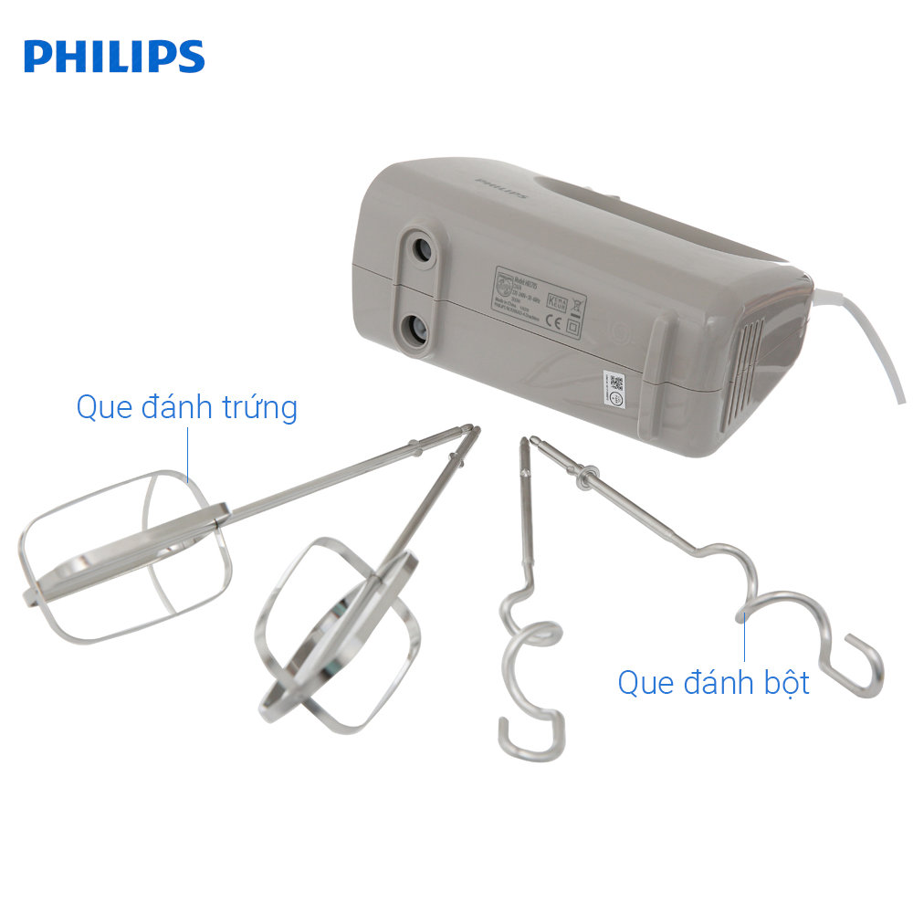 Máy đánh trứng cầm tay Philips HR3705/20 công suất 300W, bảo hành 2 năm - Hàng chính hãng
