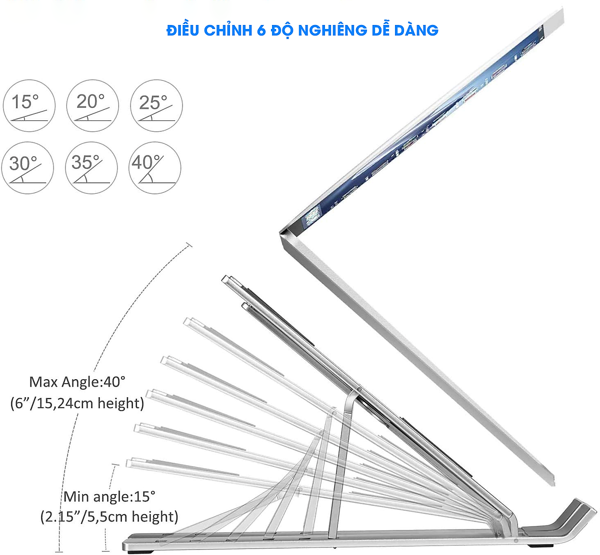 Giá Đỡ Laptop Hợp Kim Nhôm Cao Cấp Có Thể Gấp Gọn, Giúp Tản Nhiệt Laptop, dành cho Macbook, Máy Tính Xách Tay. 07 Vị Trí Điều Chỉnh Góc Độ, Giá Đỡ Máy Tính Laptop Hợp Kim Nhôm Cao Cấp Giúp Tản Nhiệt Có Thể Tháo Rời Hàng Hàng Chính Hãng Amalife