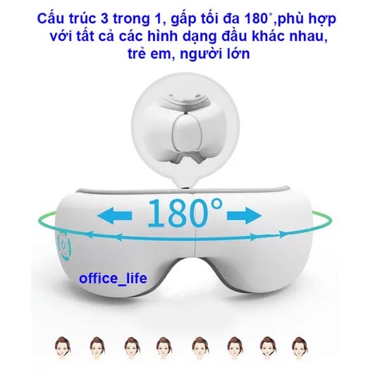 Máy massage mắt thông minh thế hệ mới, thư giãn, giảm đau nhức, quầng thâm tích hợp Bluetooth nghe nhạc thư giãn