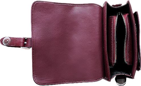 Túi Đeo Chéo Nữ ELMI Da Bò Thật Cao Cấp Màu Đỏ Đô ET802. KT: 19x18x9cm