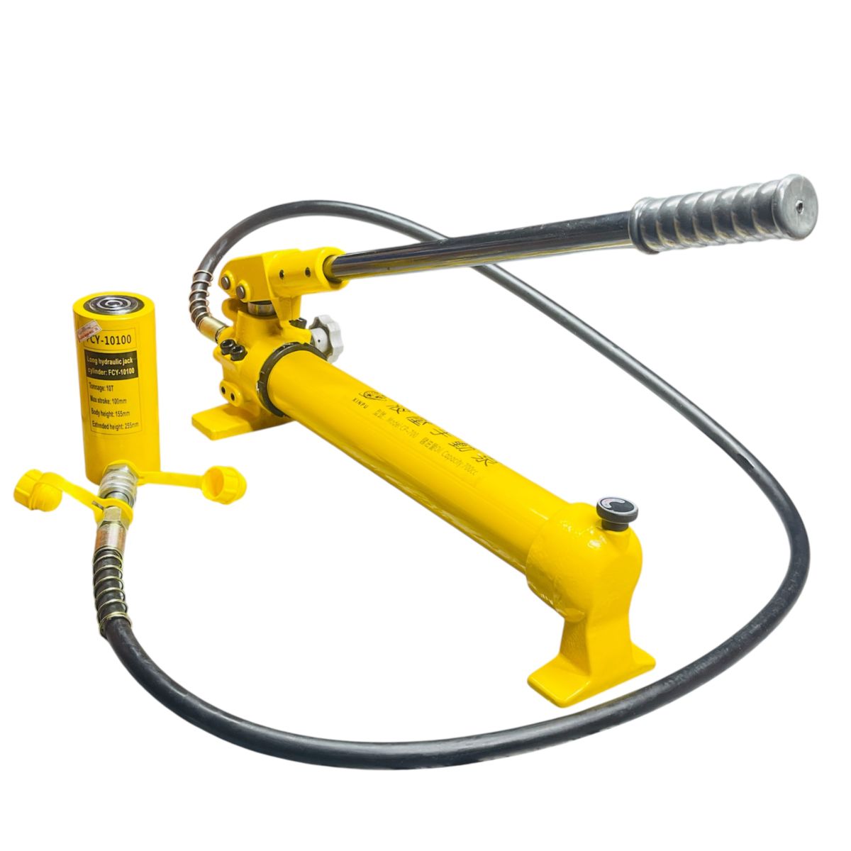 Kích Thủy Lực 10 Tấn FCY-10100 / RSC-10100 – Hành Trình 100mm, Cao 155mm + Bơm Tay An Toàn